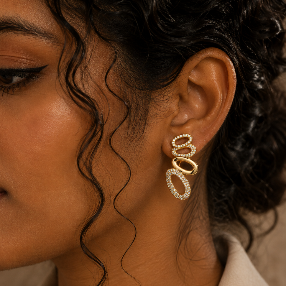 Linked Oval Drop Earrings
