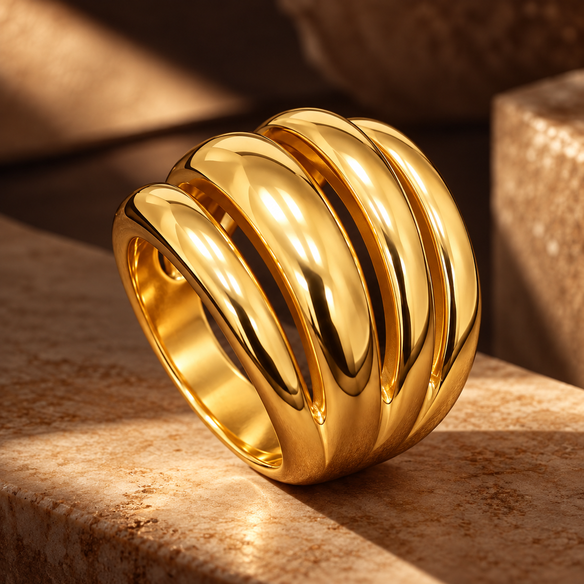 Graduated Rib Statement Ring