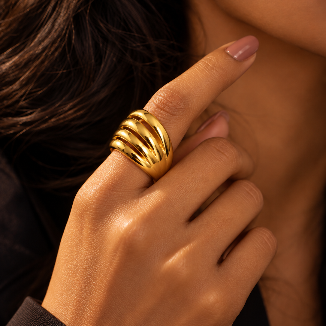 Graduated Rib Statement Ring