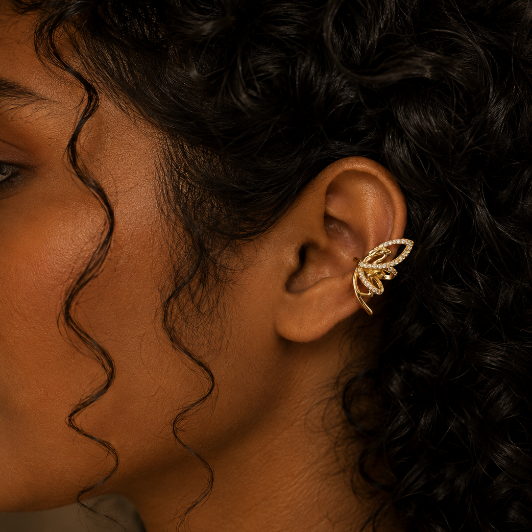 Pave Butterfly Cuff Earrings