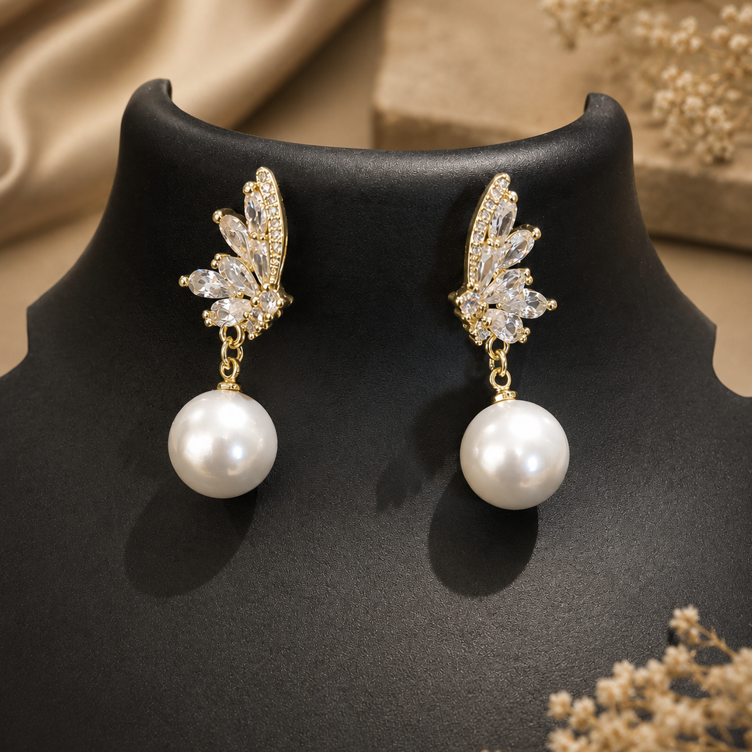Pearl Wing Drop Earrings
