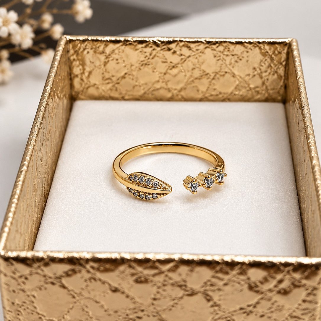 Leaf Stone Open Ring