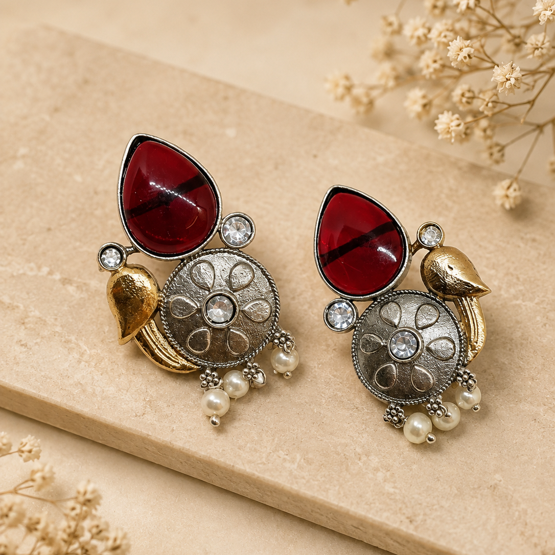 Crimson Bird Earrings