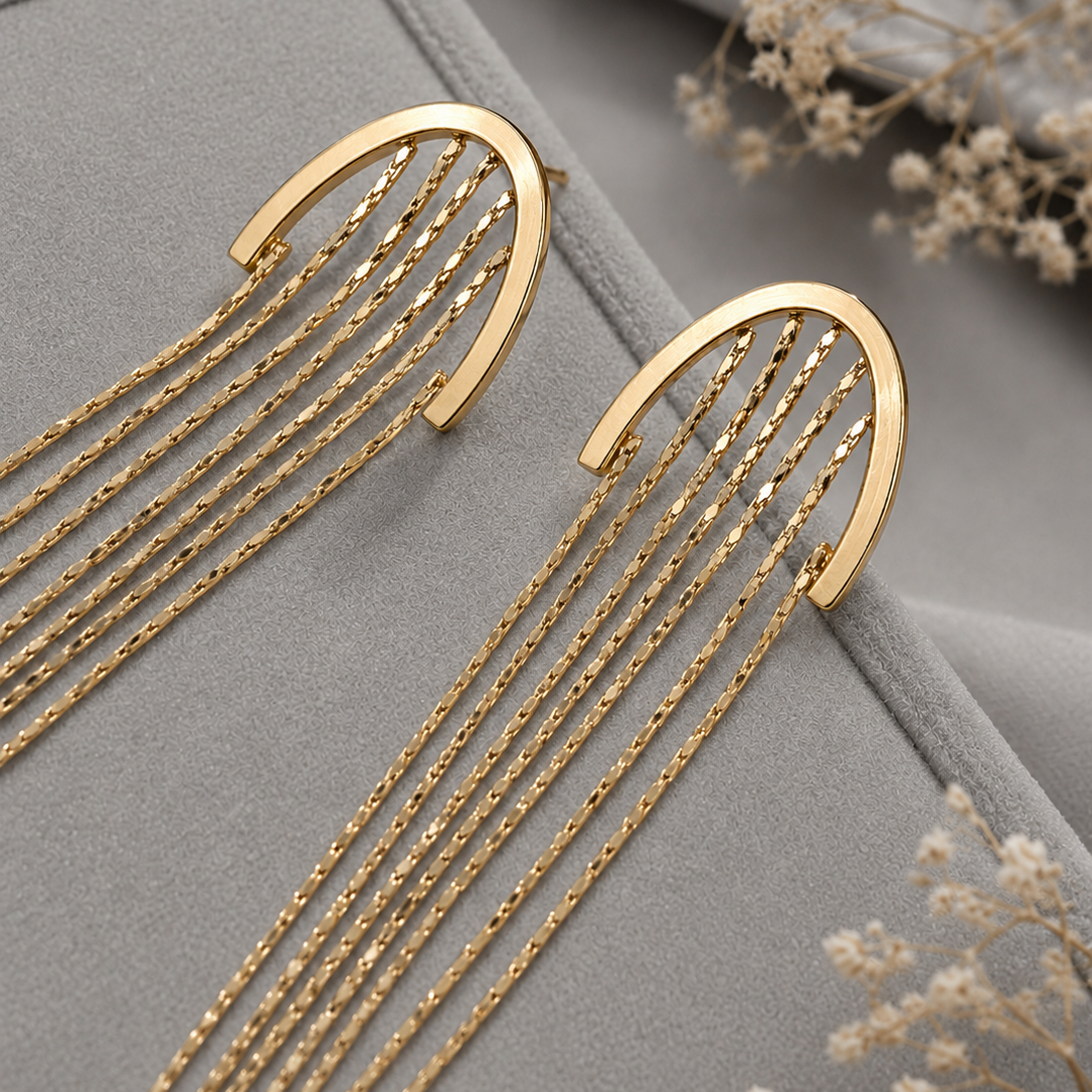 Fringe Arch Drop Earrings