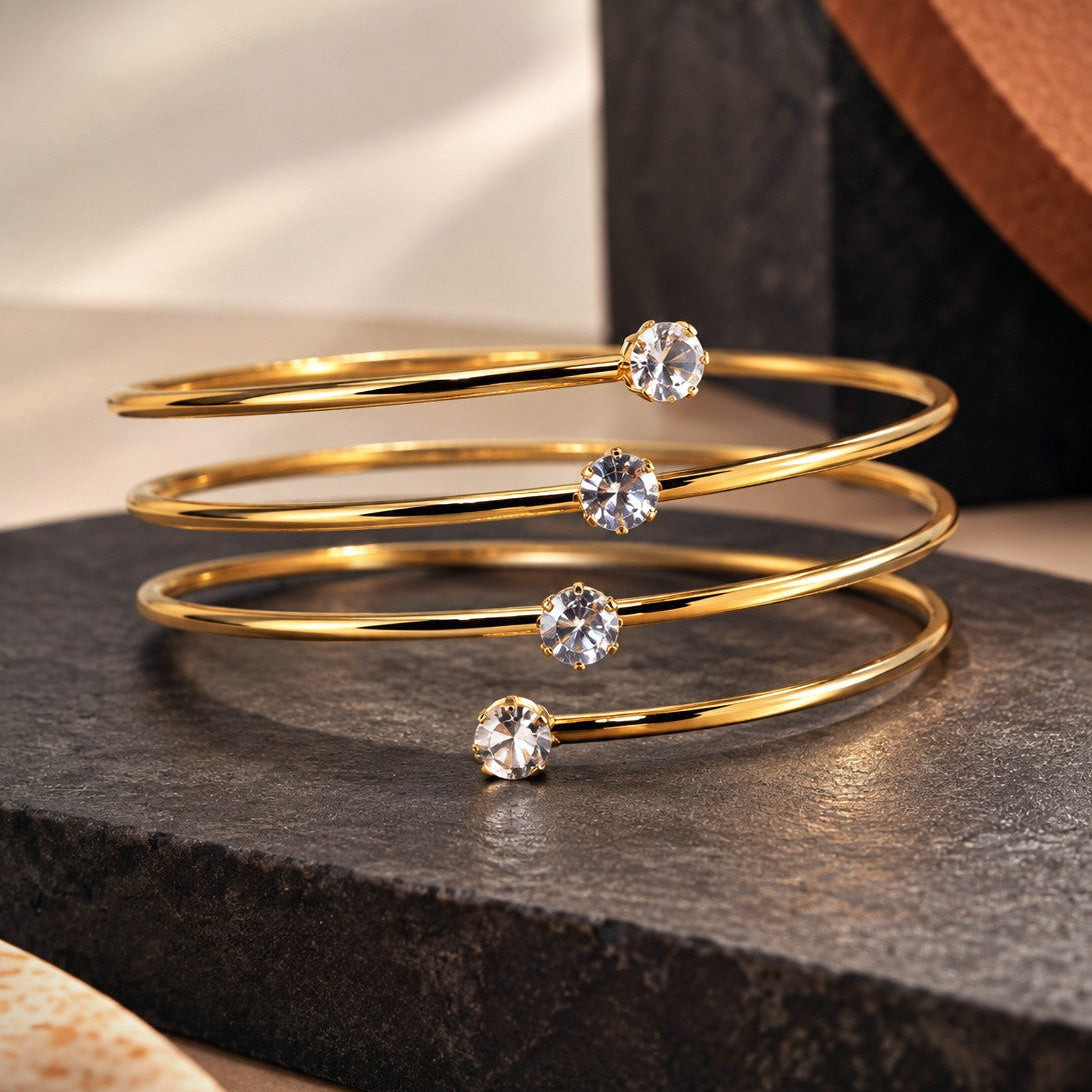 Spiral Wire Stone Cuff