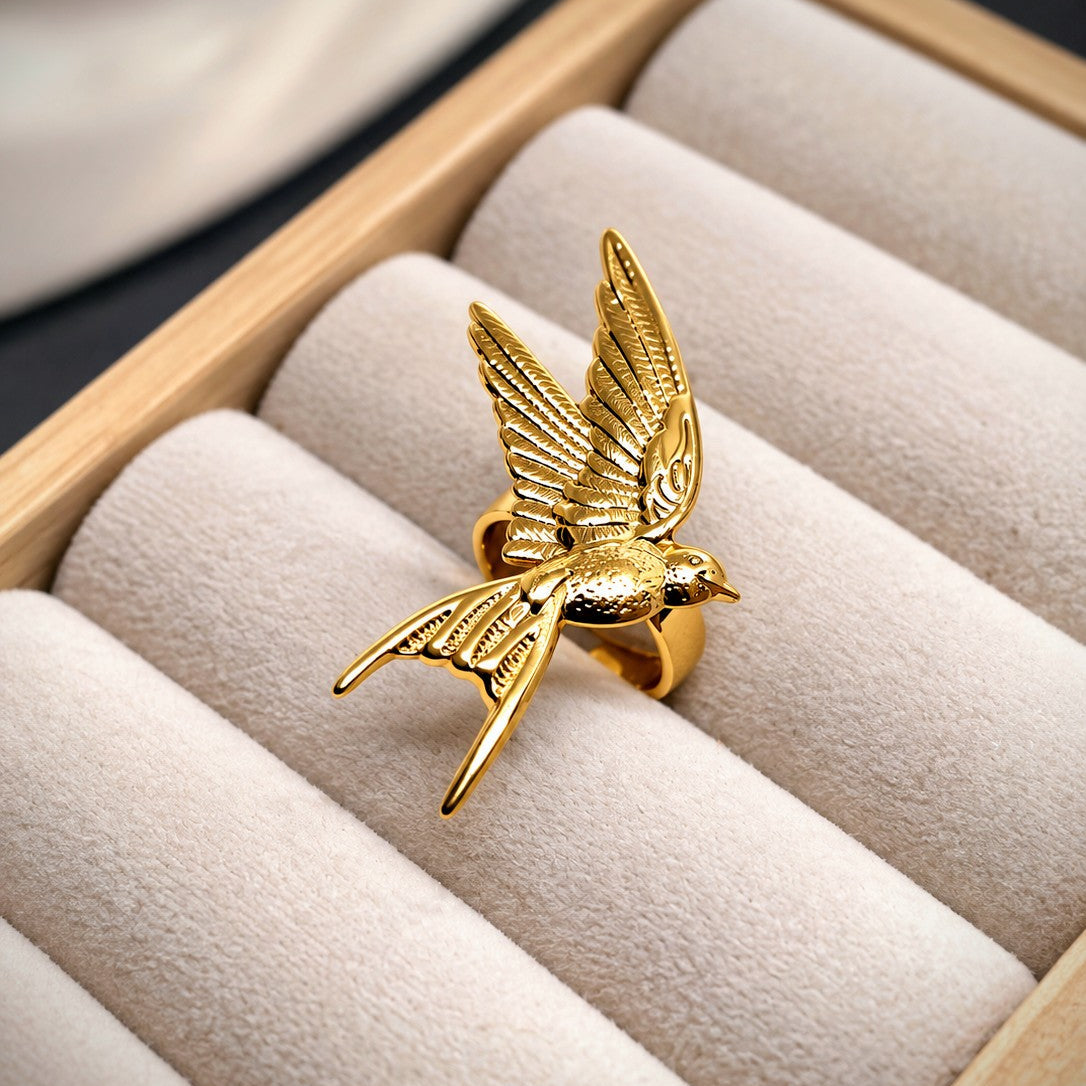 Raised Wing Swallow Cocktail Ring
