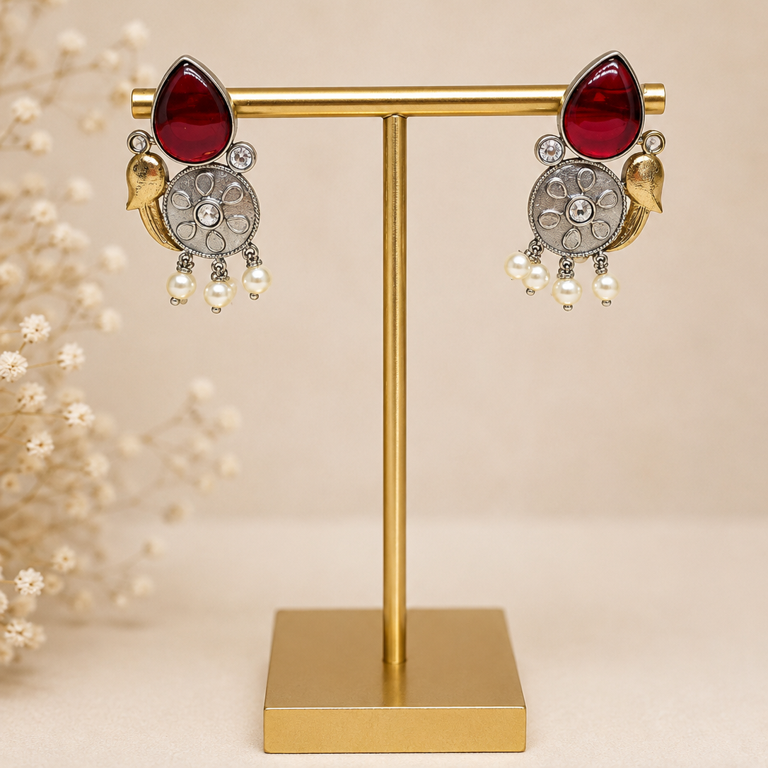Crimson Bird Earrings