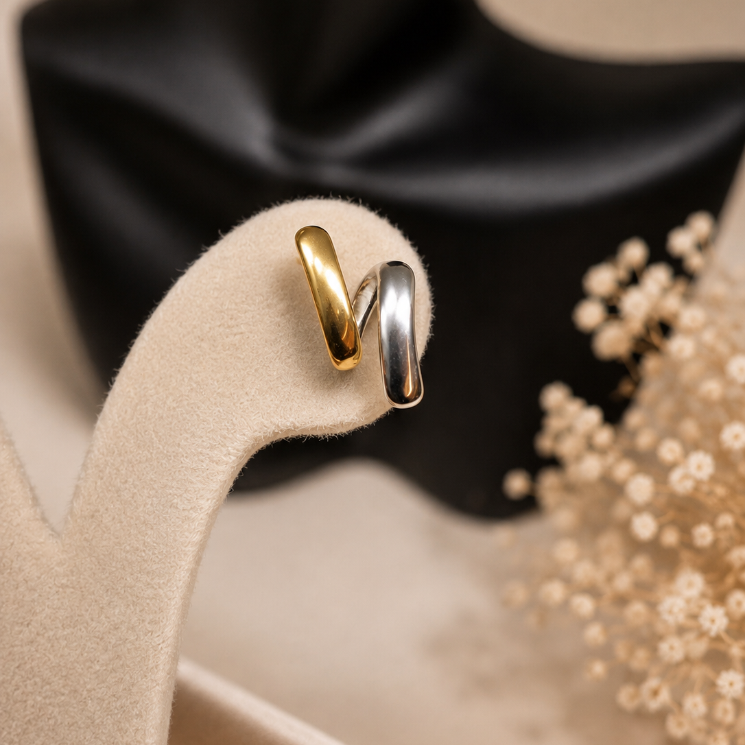 Twin Tone Bar Earrings