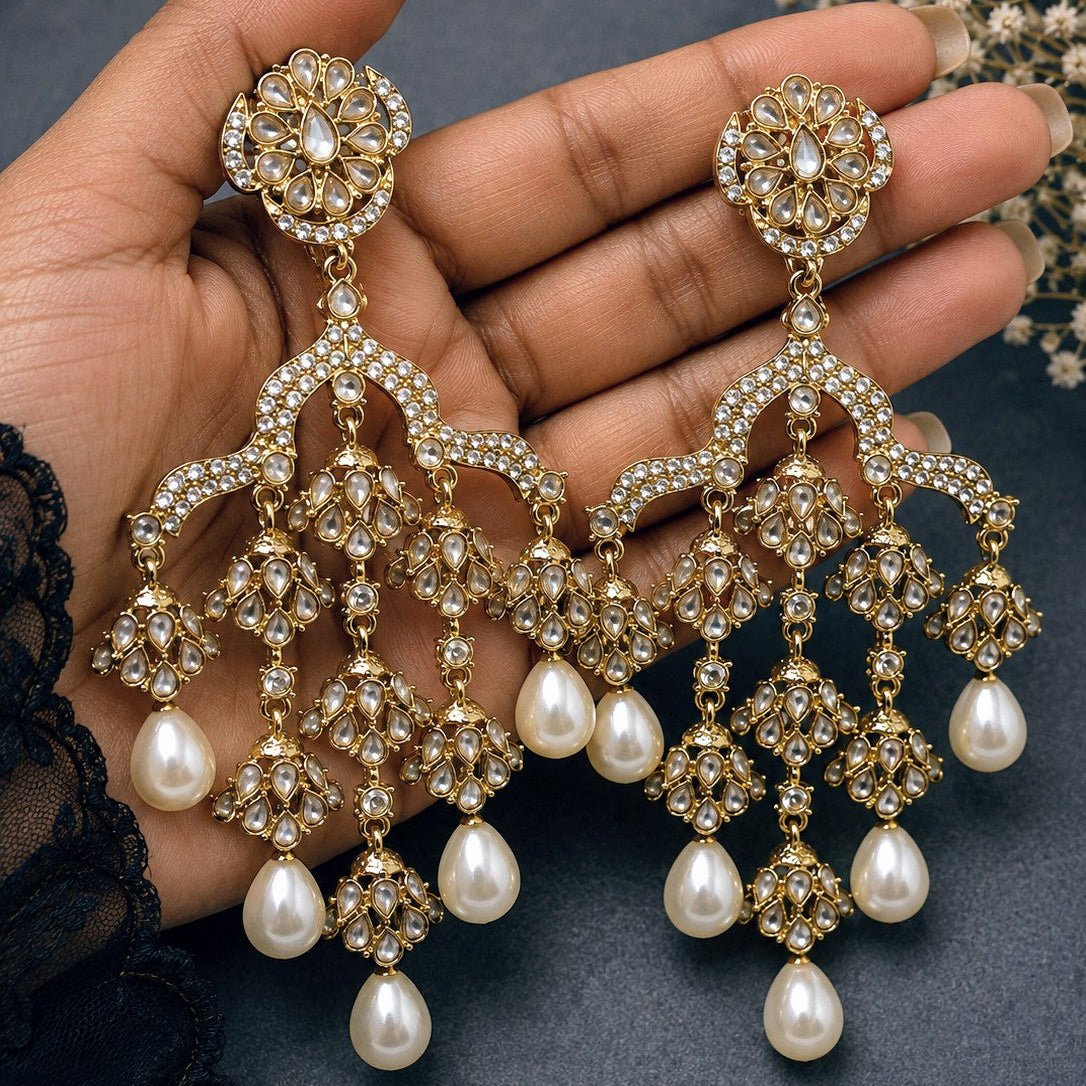 Kundan Jhumka Chandelier Earrings