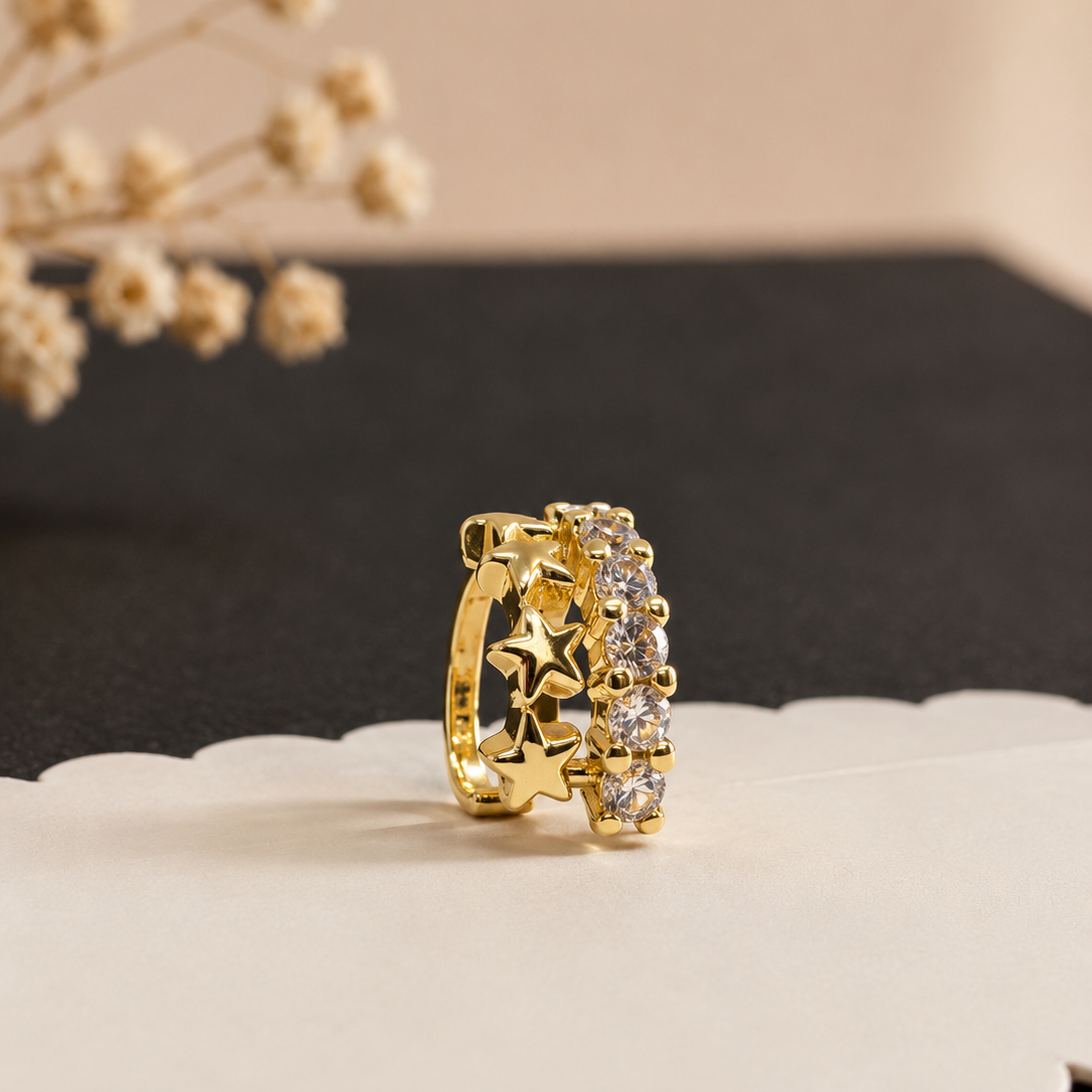 Star Row Cuff Earrings