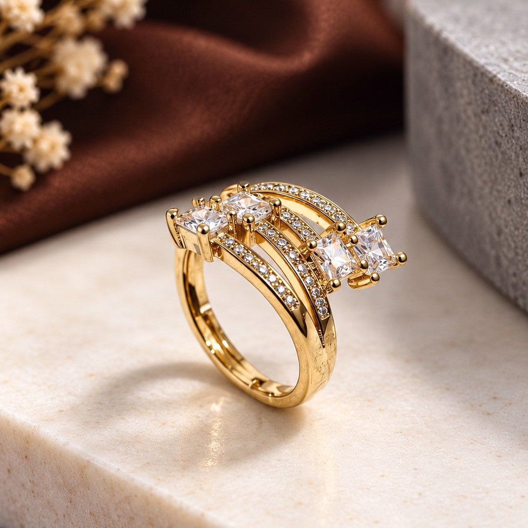 Princess Cut Cluster Ring