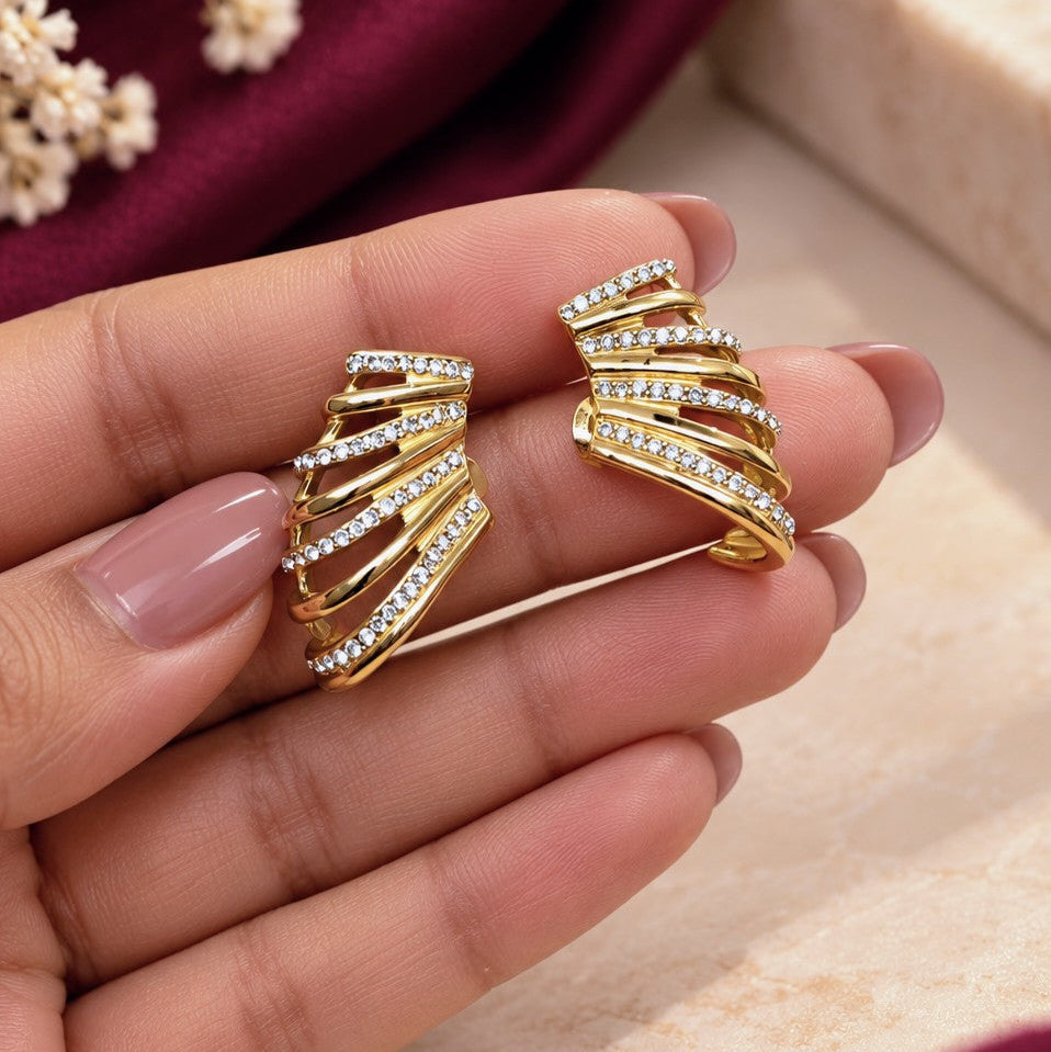 CZ Pavé Tiered Bar Earrings