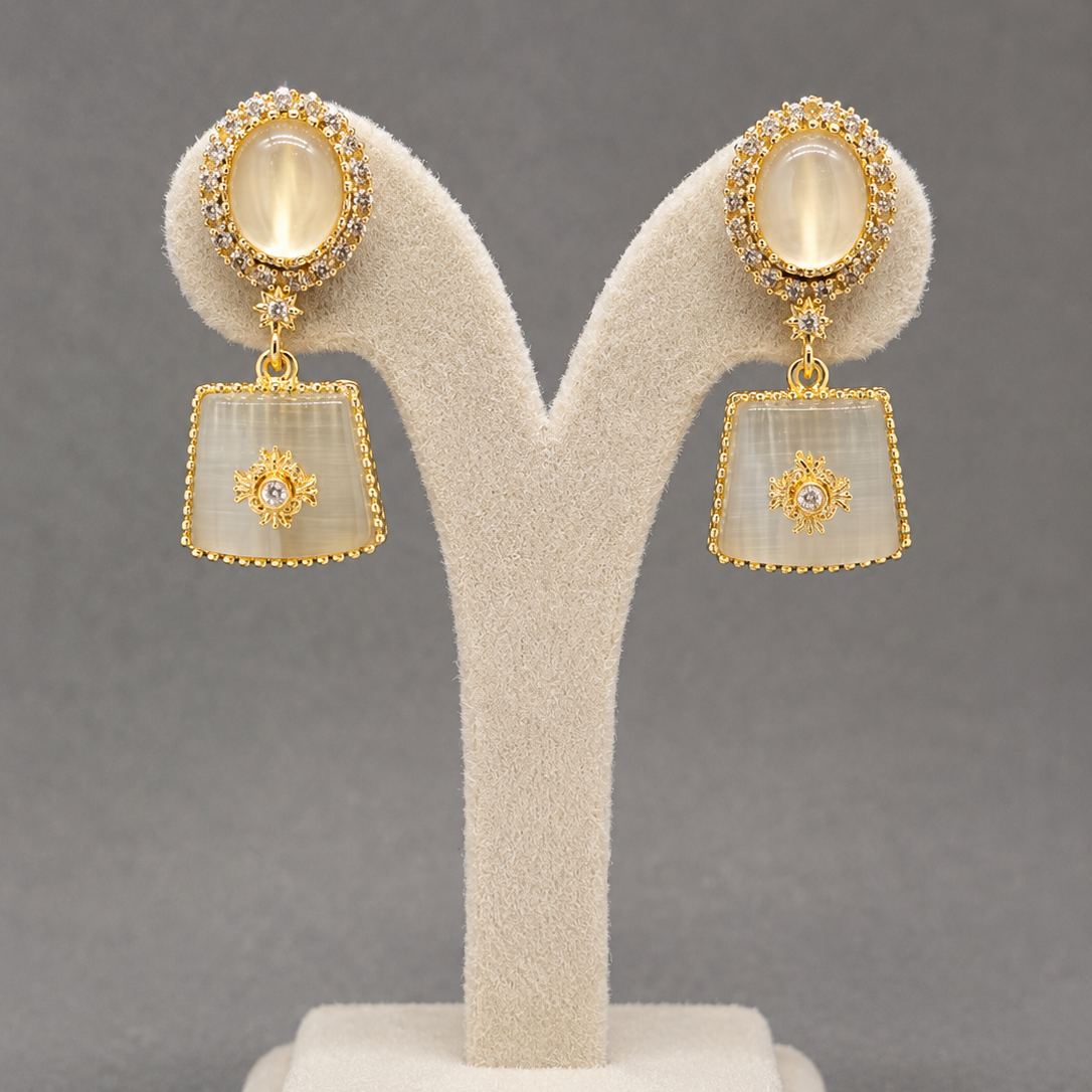 Smoky Cabochon Drop Earrings