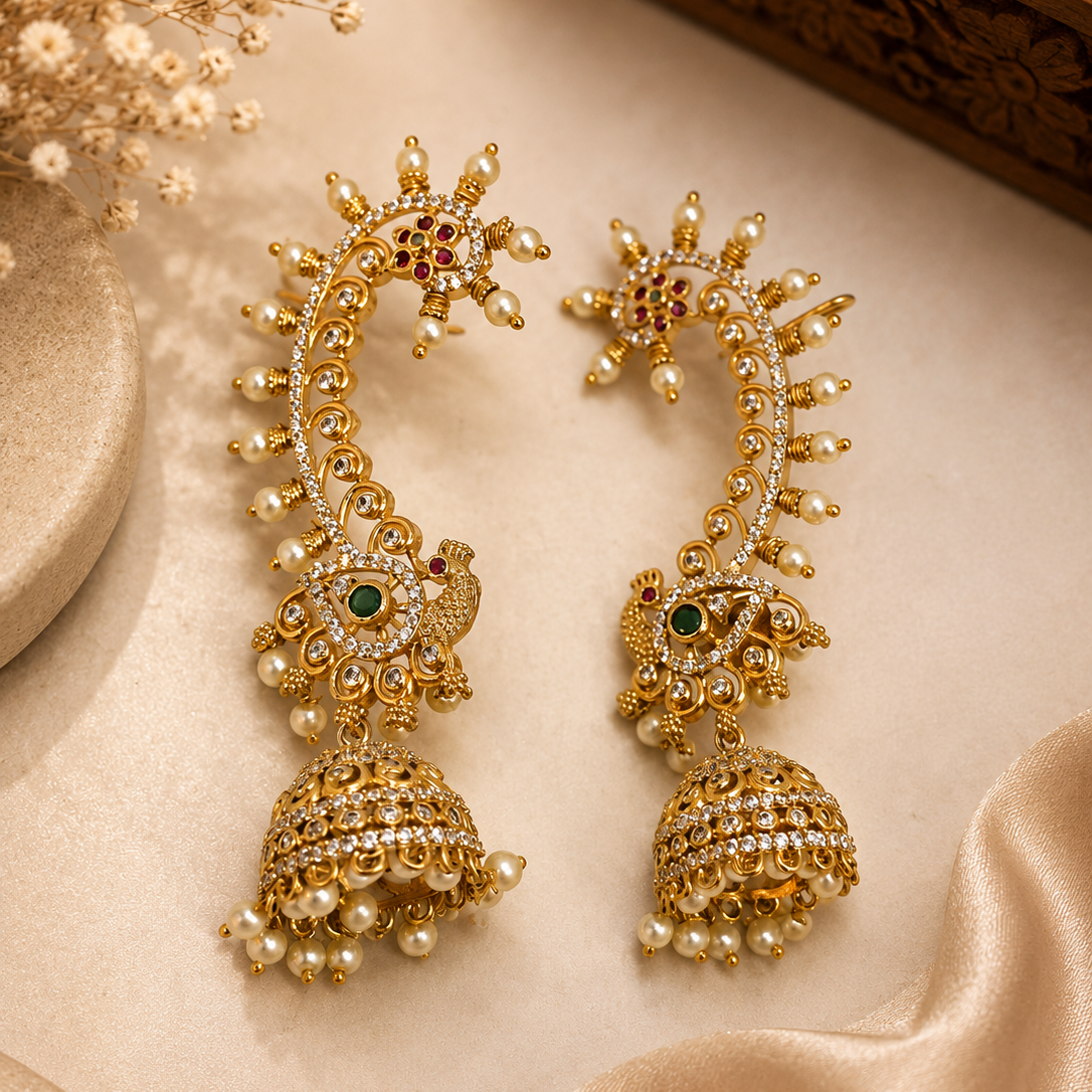 Ear Cuff Jhumka Earrings