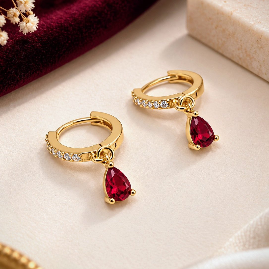 Pave Gem Teardrop Huggies Earrings