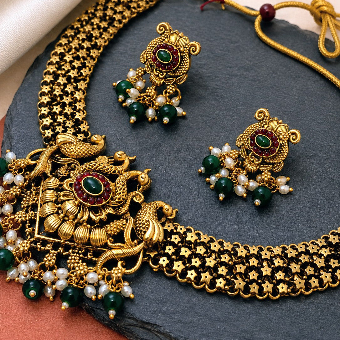 Peacock Pendant Mesh Necklace