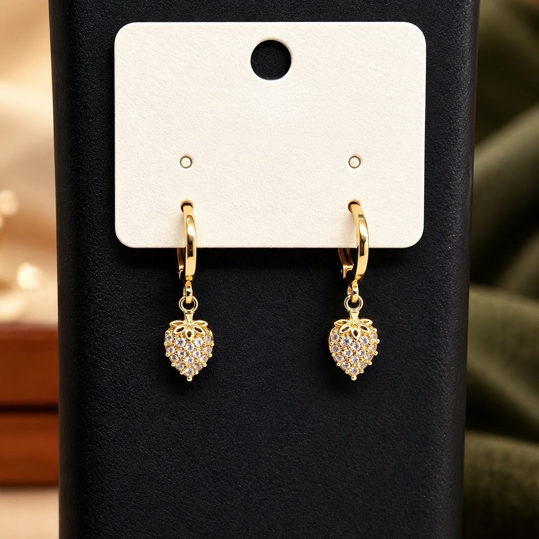 Pavé Strawberry Huggies Drop Earrings