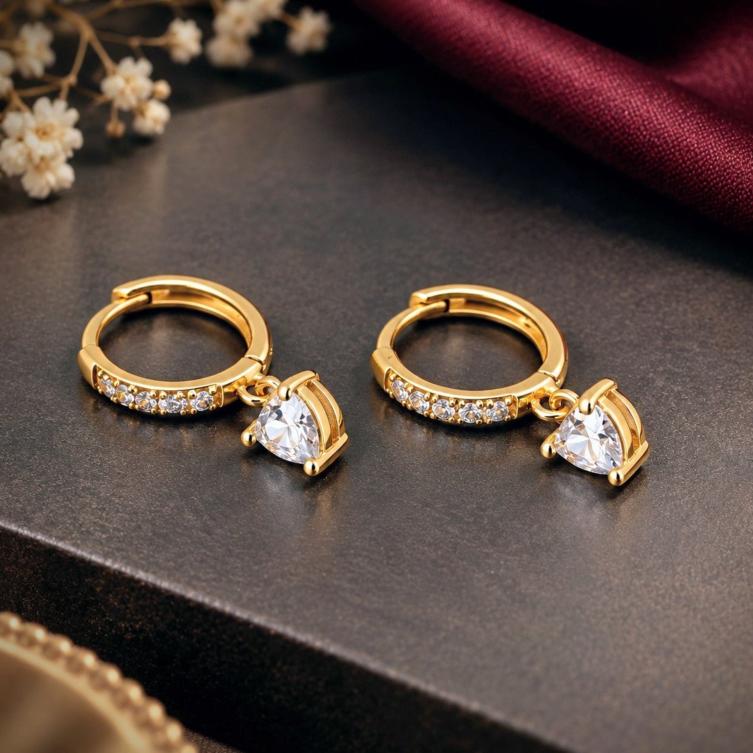 Pave Heart Huggies Earrings