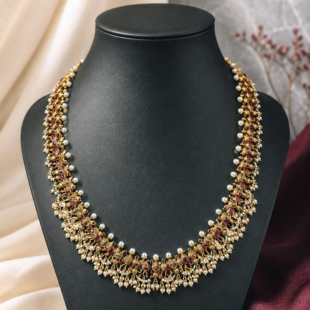 Layered Temple Pearl Necklace