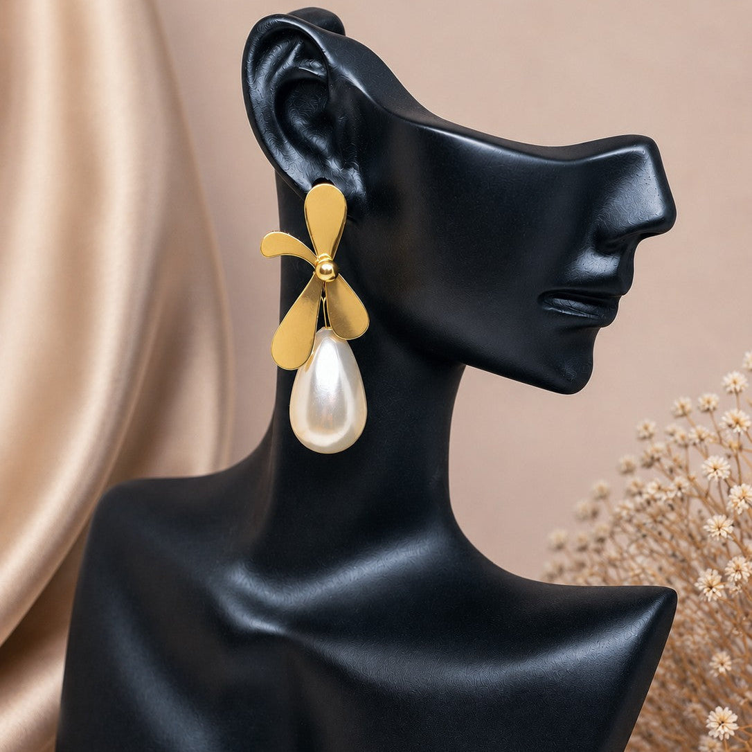Petal Pearl Drop Earrings