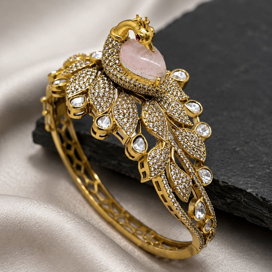 Peacock Feather Cabochon Bangle