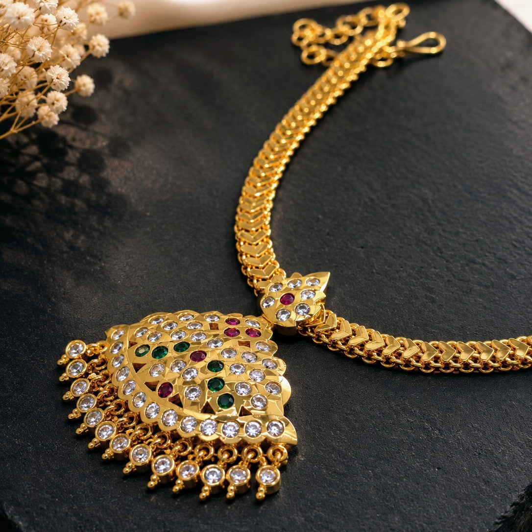 Fan Pendant Tassel Necklace