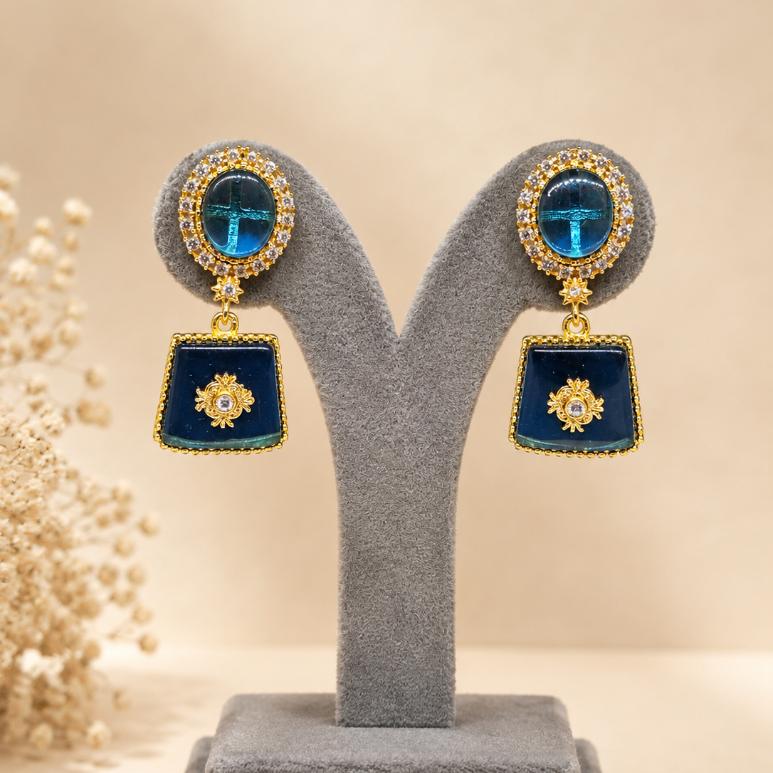 Smoky Cabochon Drop Earrings