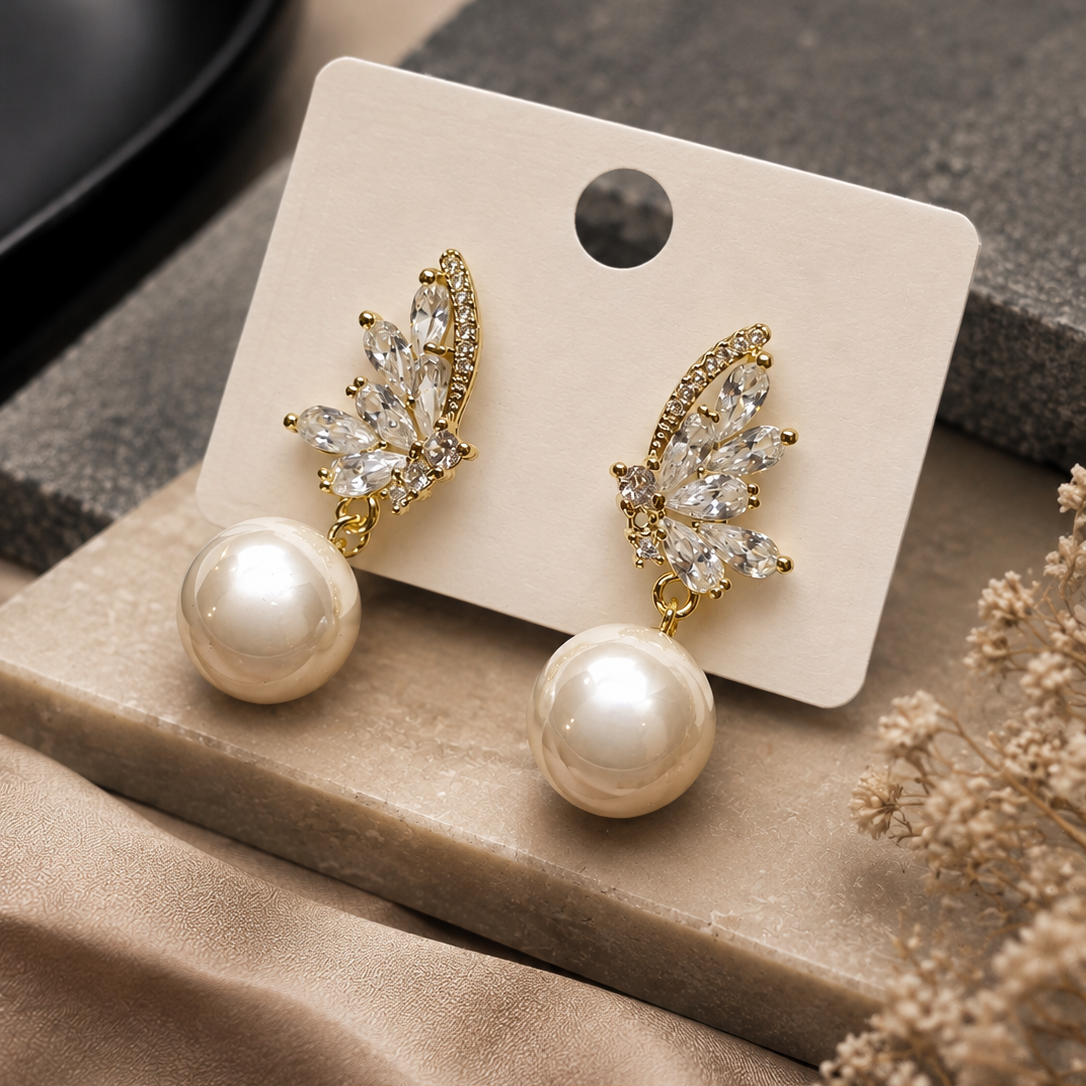 Pearl Wing Drop Earrings