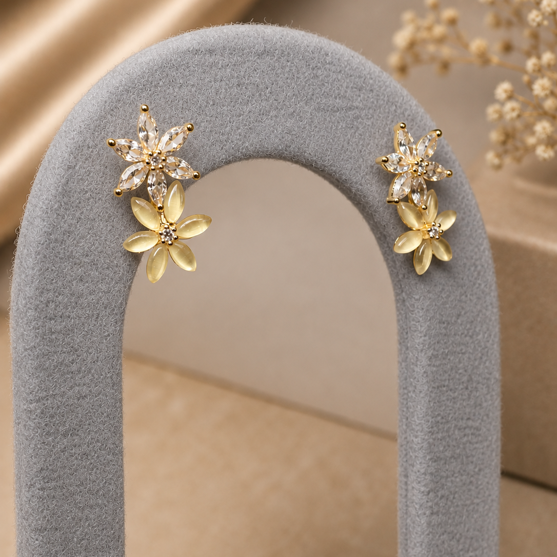Double Bloom Drop Earrings