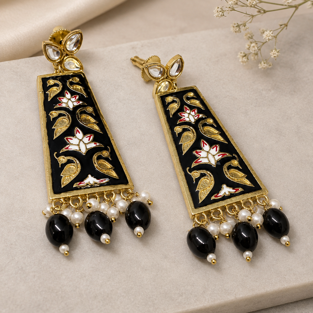 Meenakari Panel Drop Earrings