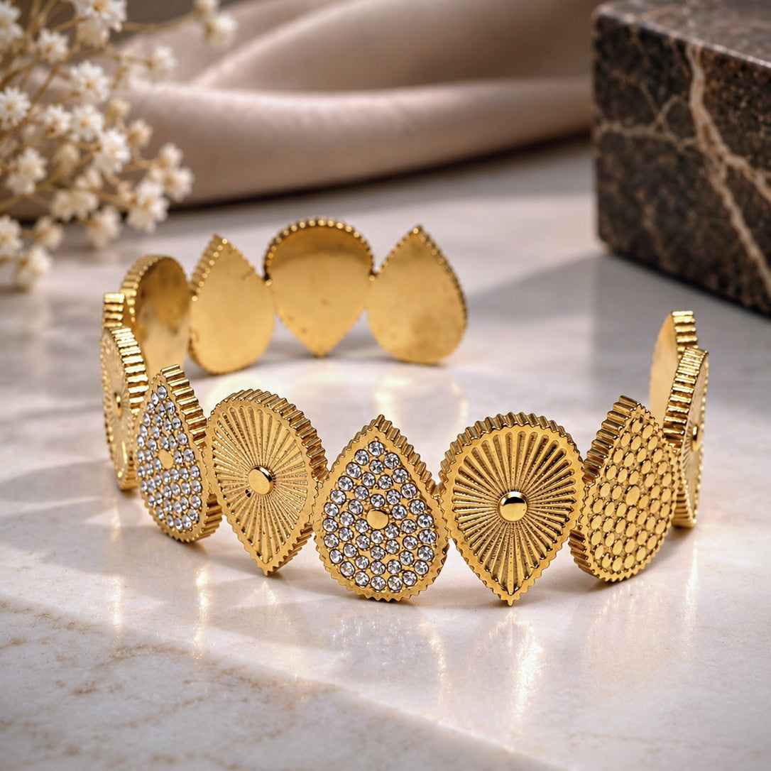 Pave Teardrop Cuff Bracelet