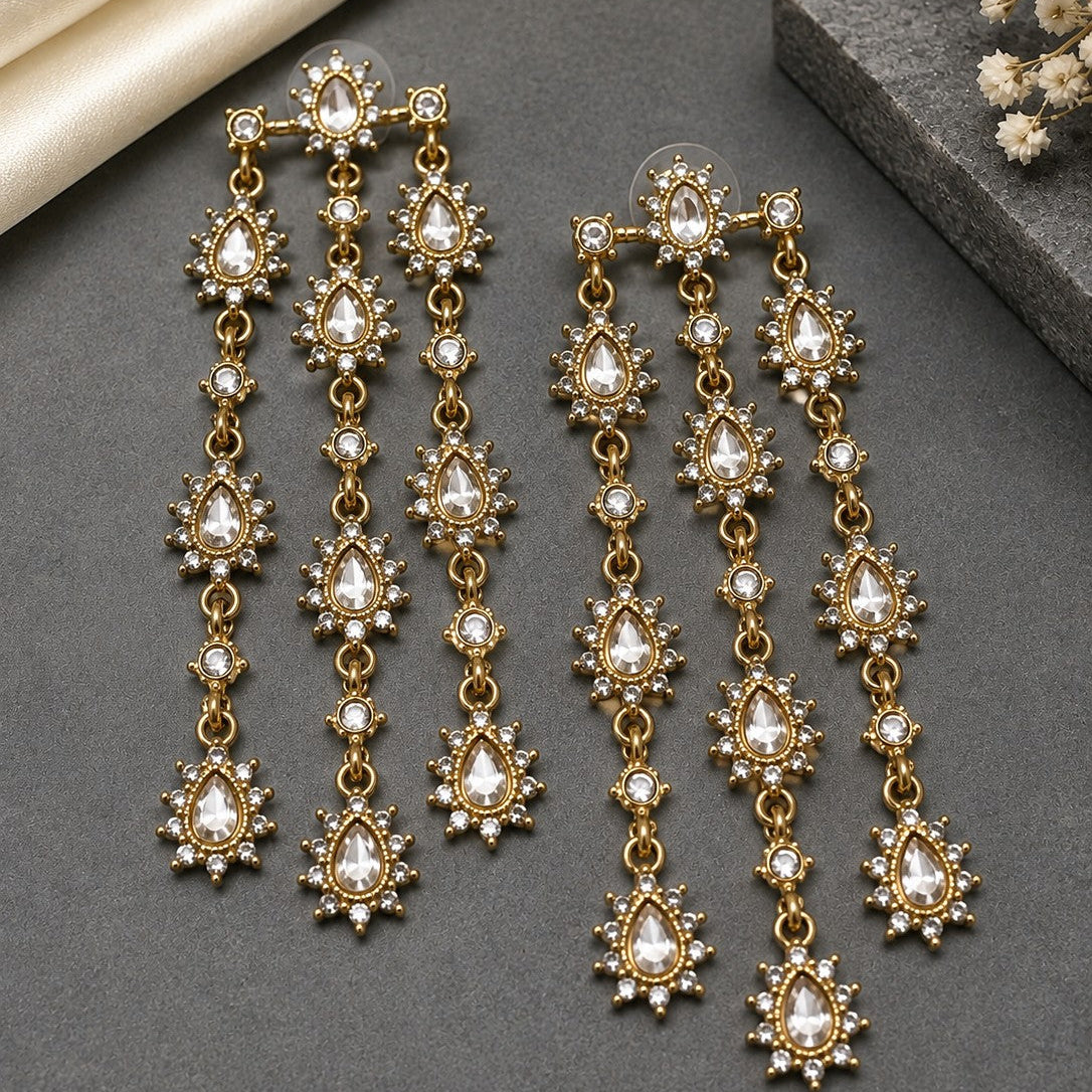 Triple Strand Starburst Drop Earrings