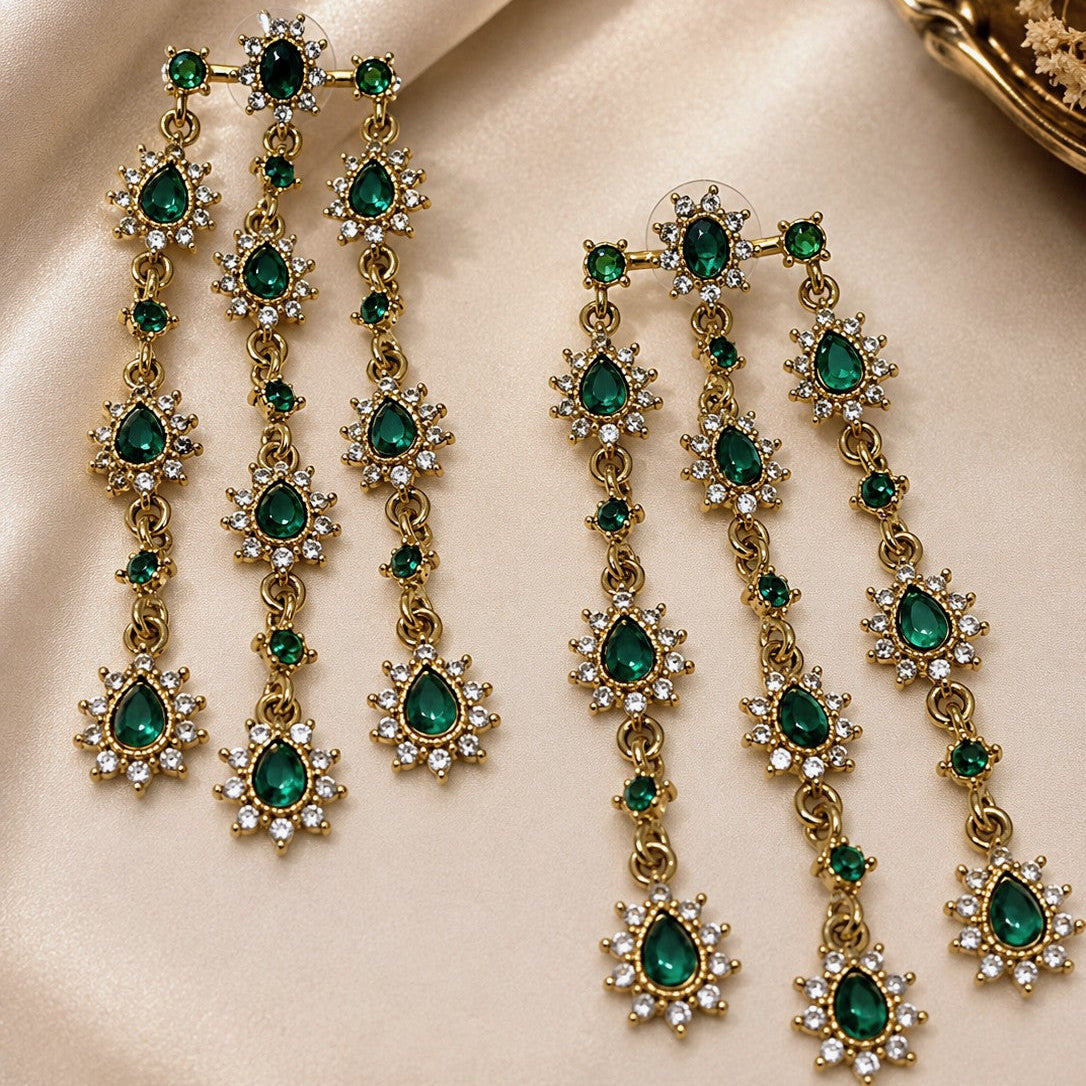 Triple Strand Starburst Drop Earrings