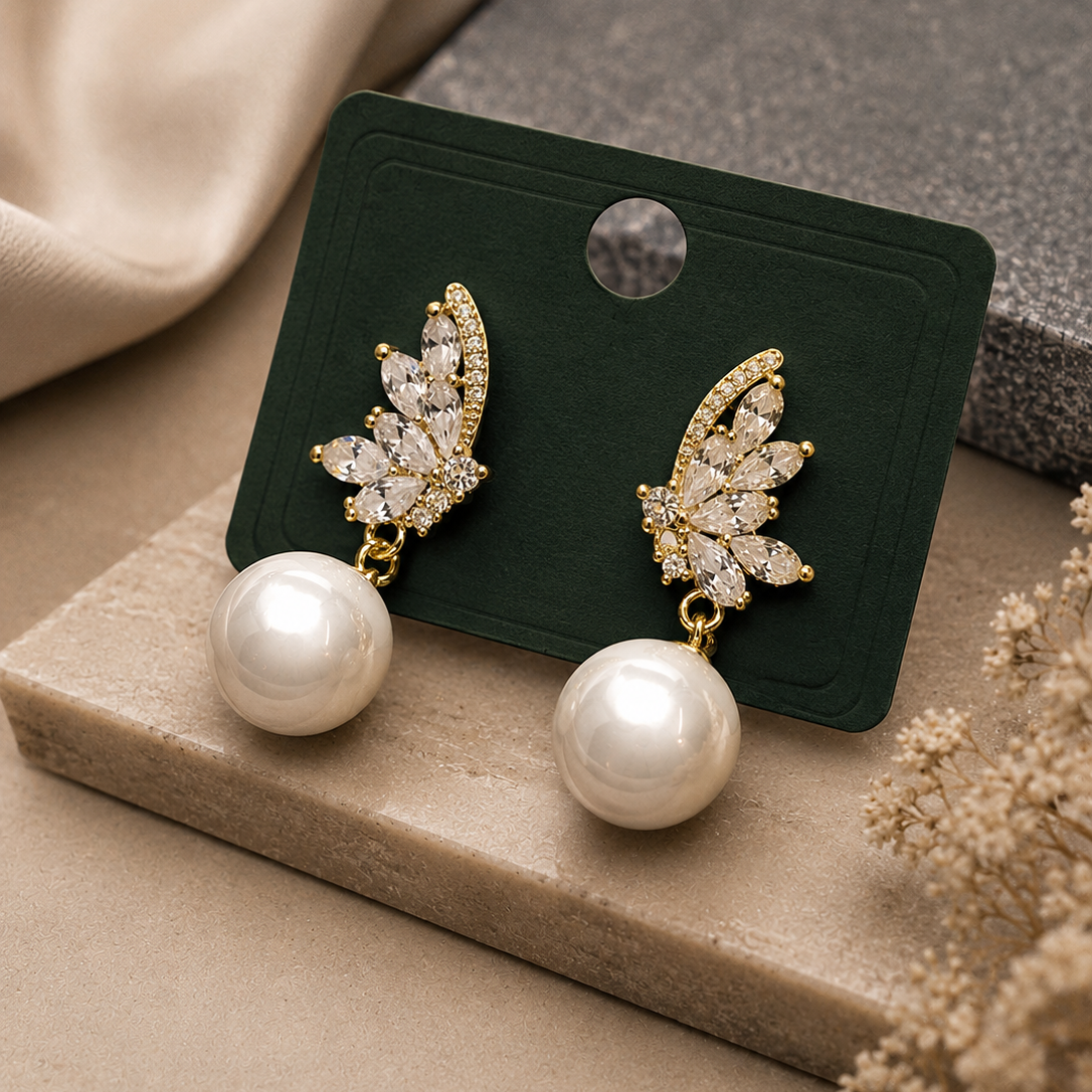 Pearl Wing Drop Earrings