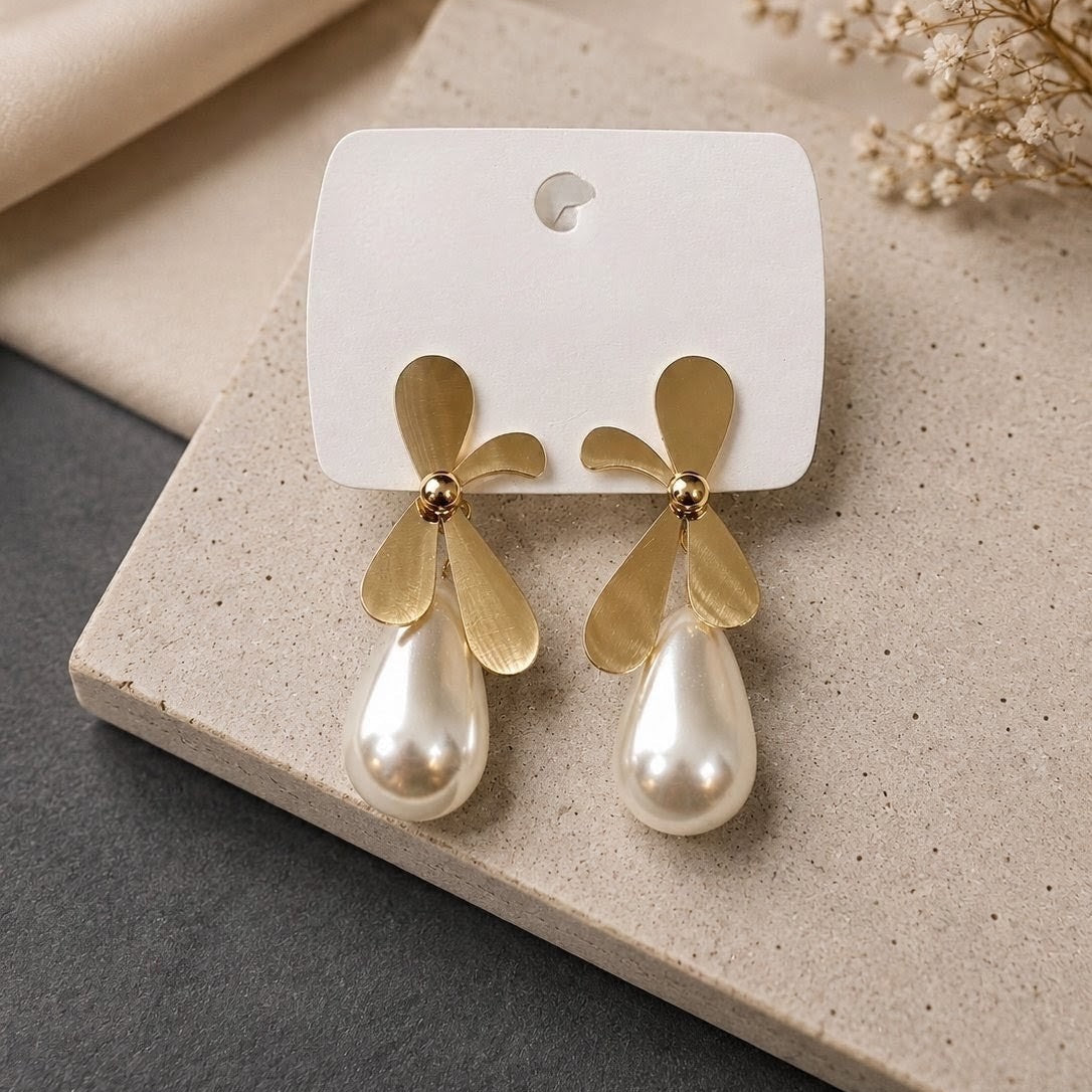 Petal Pearl Drop Earrings