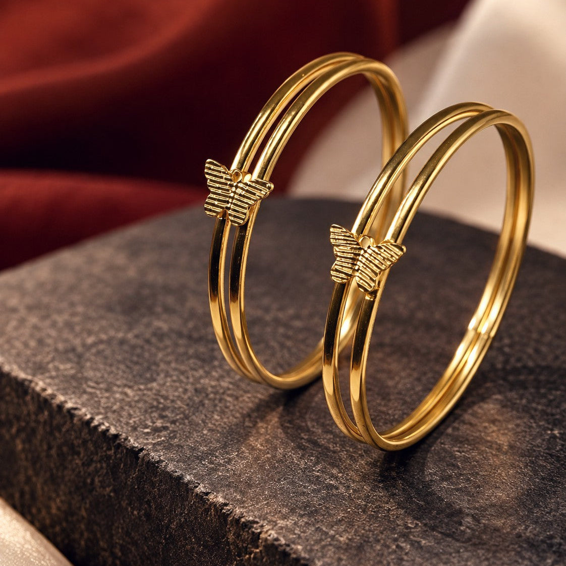 Triple Wire Butterfly Bangle