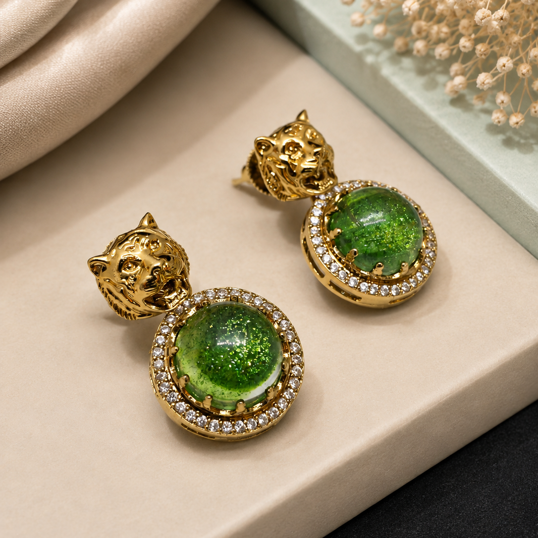 Tiger Halo Drop Earrings
