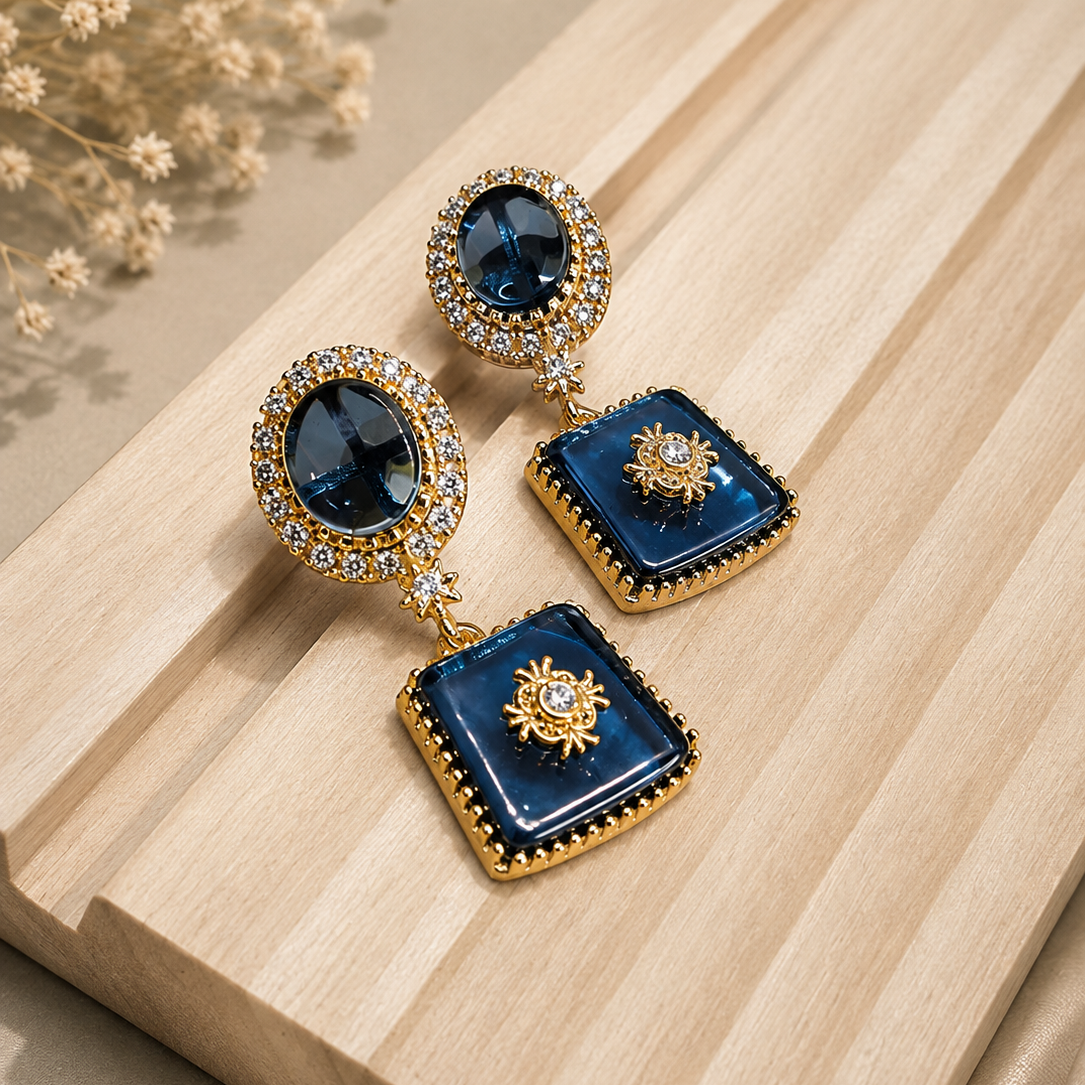 Smoky Cabochon Drop Earrings