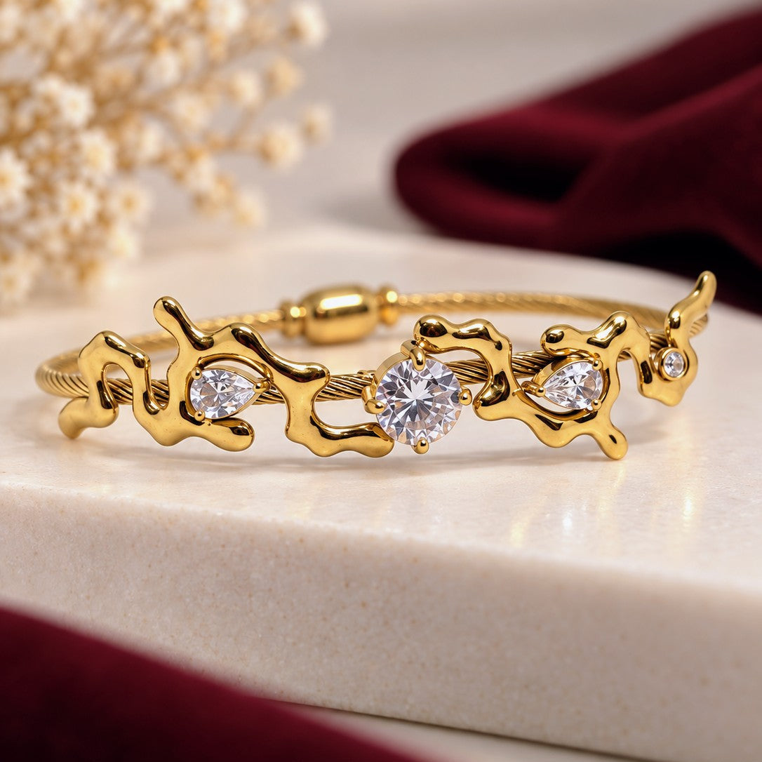 Molten Coral CZ Cuff Bracelet