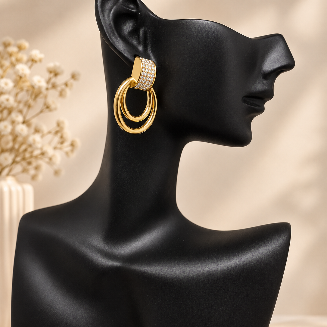 Pave Oval Hoop Earrings