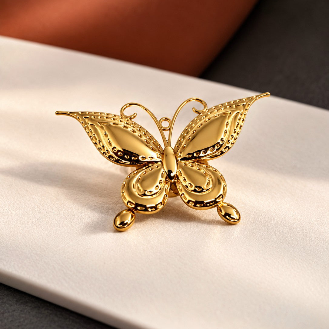Beaded Edge Butterfly Cocktail Ring