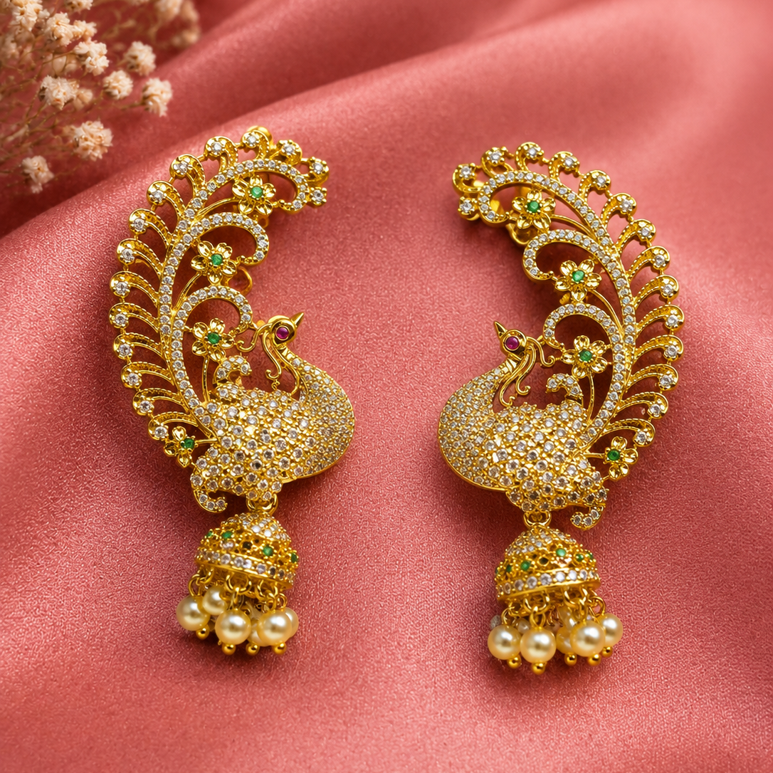 Peacock Feather Jhumka Earrings