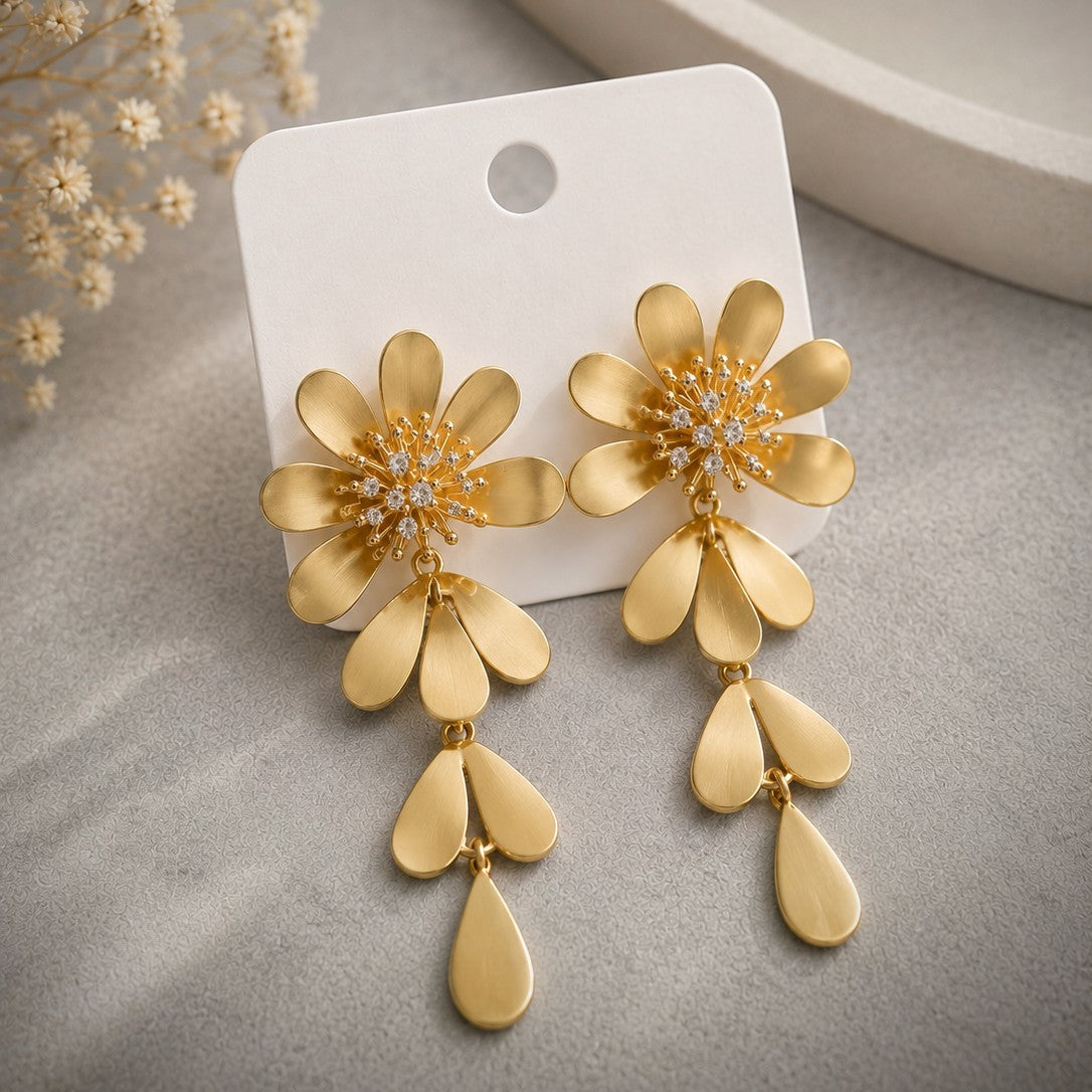 Sunburst Flower Drop Earrings