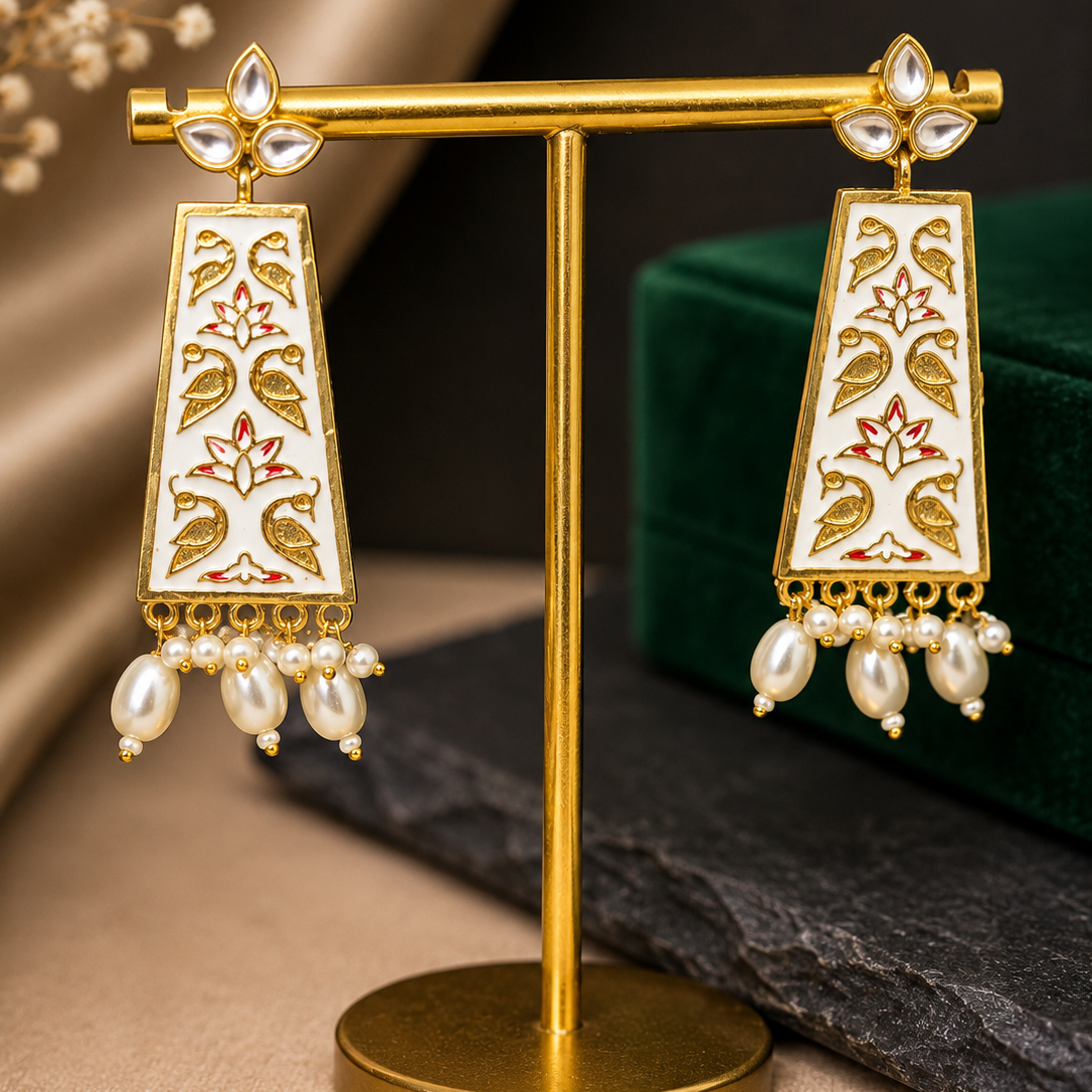 Meenakari Panel Drop Earrings
