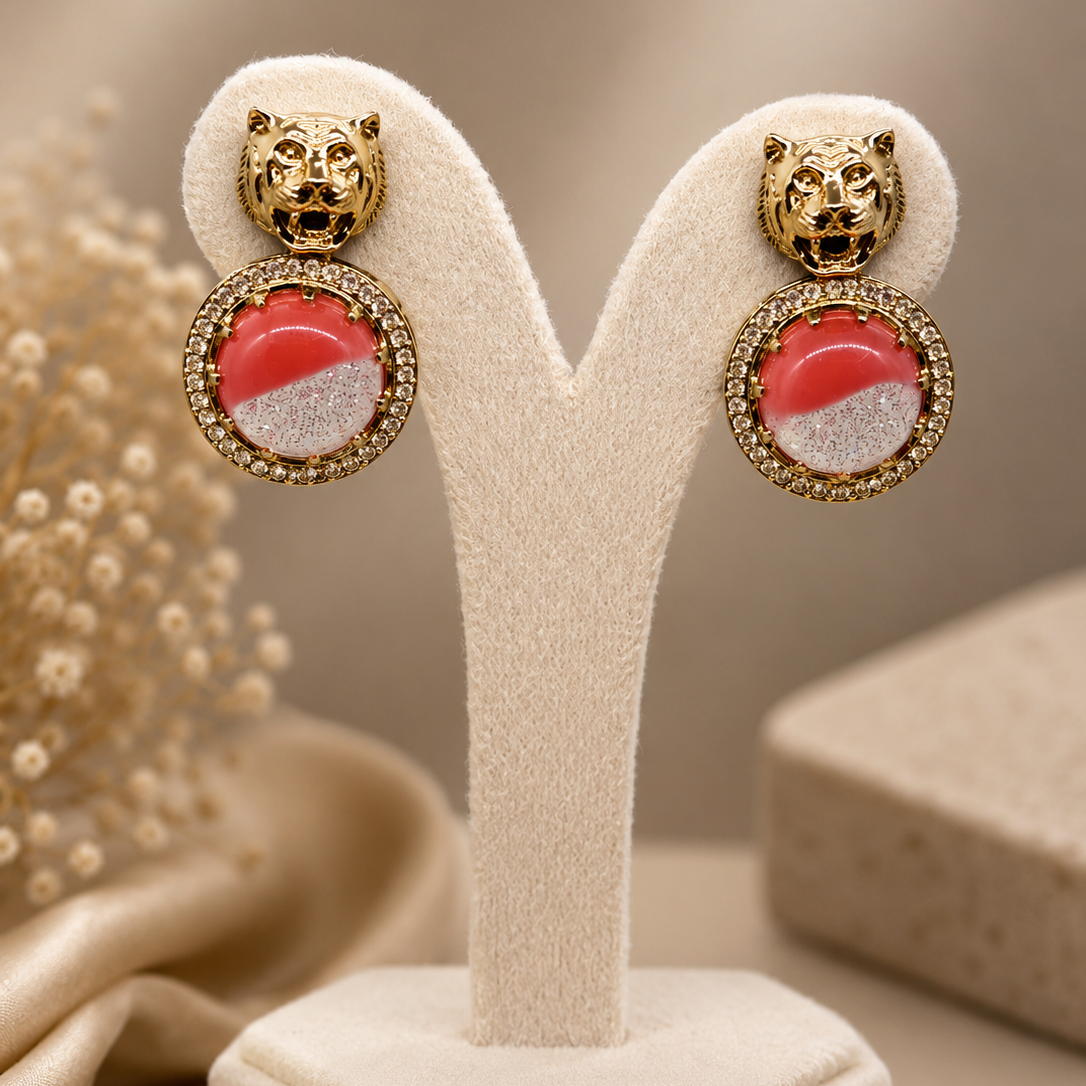 Tiger Halo Drop Earrings