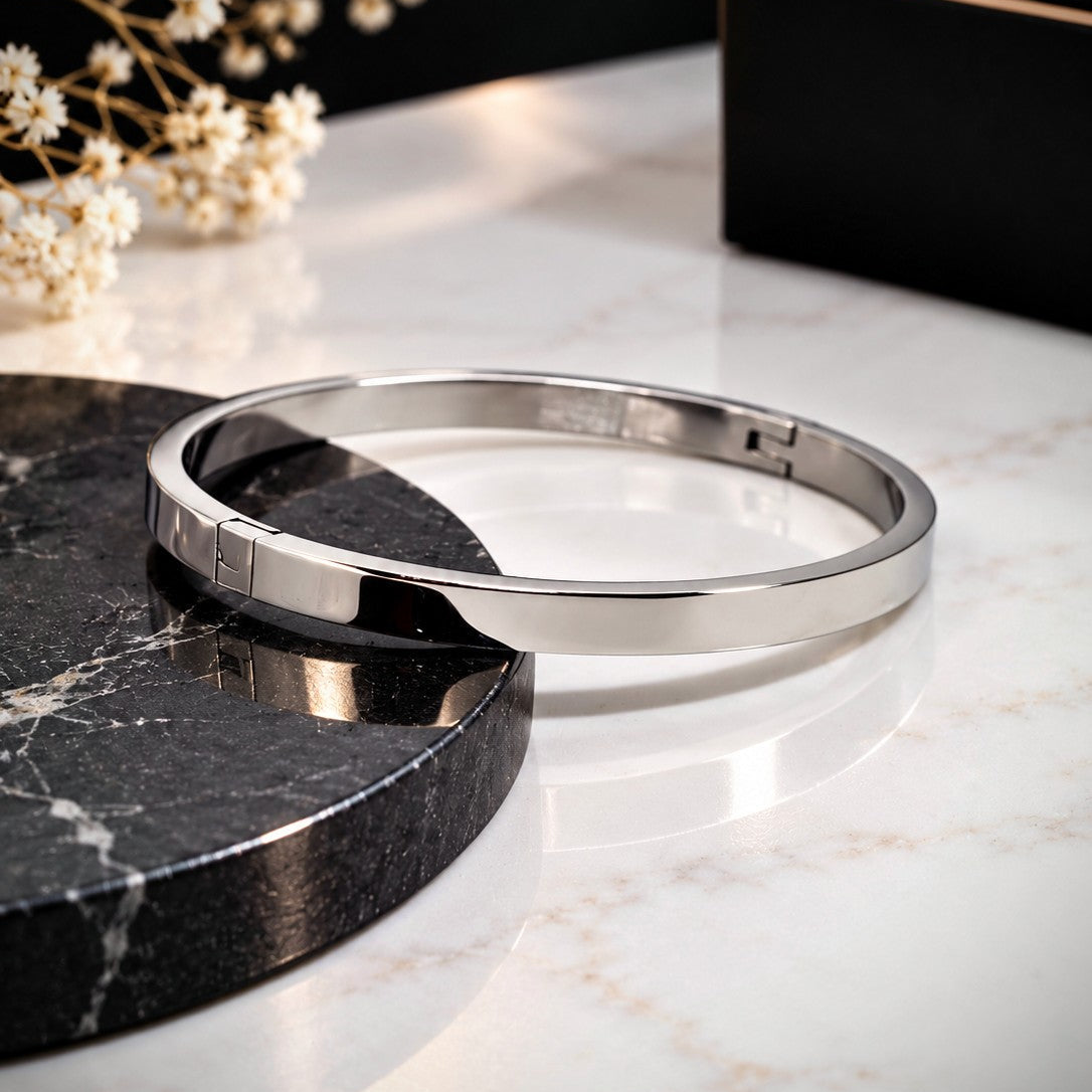 Polished Silver Bangle Bracelet