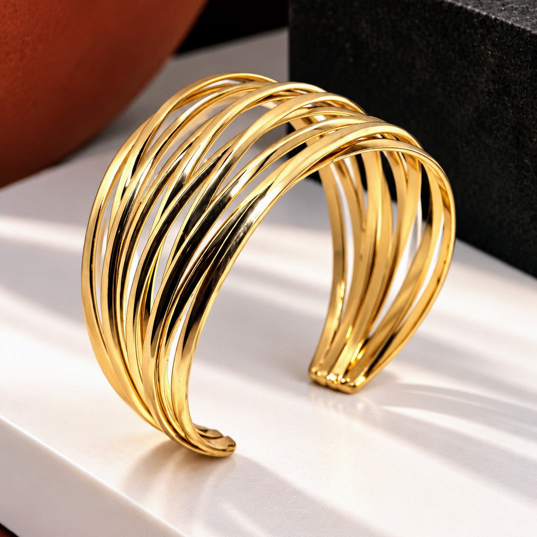 Crisscross Wire Wide Cuff
