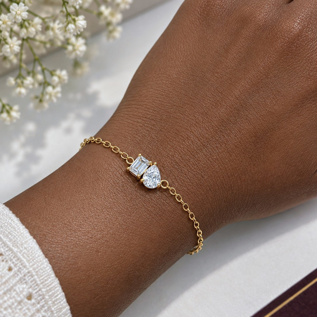 Baguette Pear Duo Bracelet