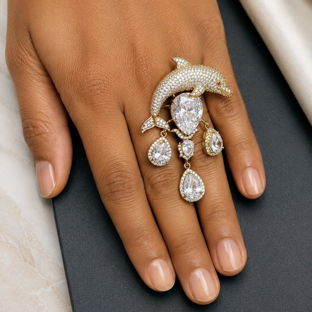 Dolphin Tiered Drop Ring