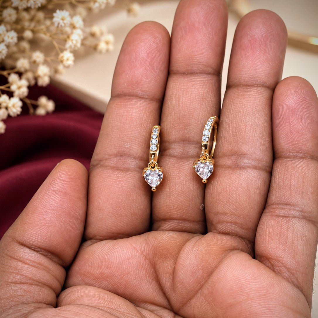 Pave Heart Huggies Earrings